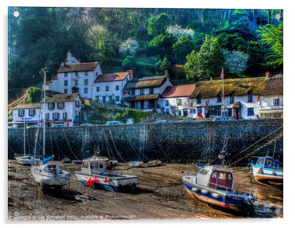 Lynton & Lynmouth  North Devon Acrylic by Les Schofield