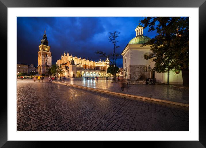 Old Town in City of Krakow by Night Framed Mounted Print by Artur Bogacki