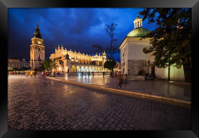 Old Town in City of Krakow by Night Framed Print by Artur Bogacki