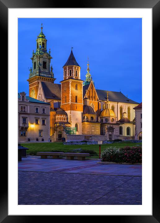 Wawel Cathedral at Night in Krakow Framed Mounted Print by Artur Bogacki