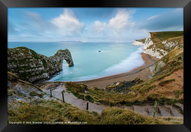 Majestic Durdle Door Arch Framed Print by Rick Bowden