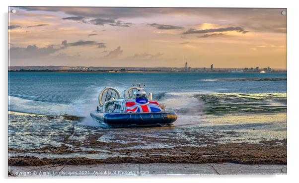 Solent Flyer Sunrise Touchdown Acrylic by Wight Landscapes