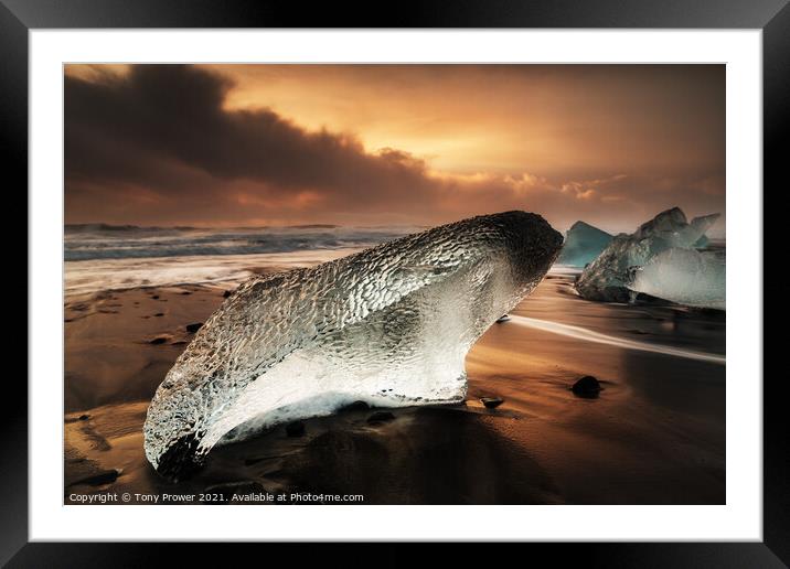 Glacier Ice Beach Framed Mounted Print by Tony Prower