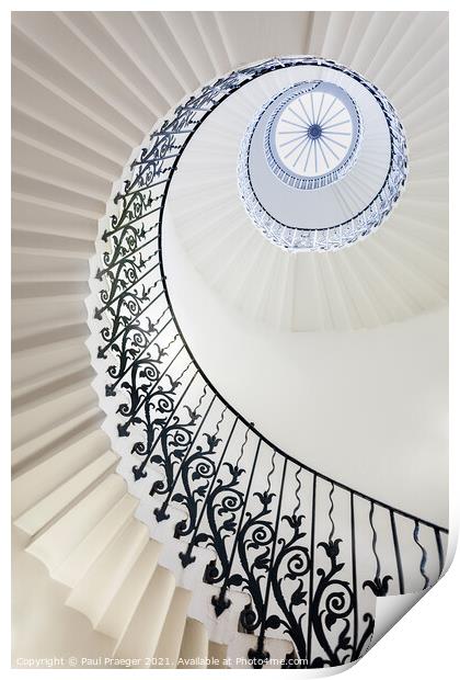 Tulip spiral stairs at Queen Anne's house Greenwich Print by Paul Praeger
