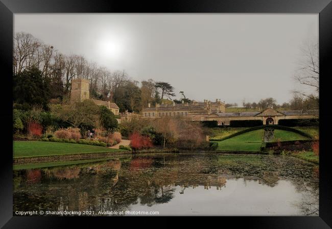 Dyrham park, house and lake. Framed Print by Sharon Cocking