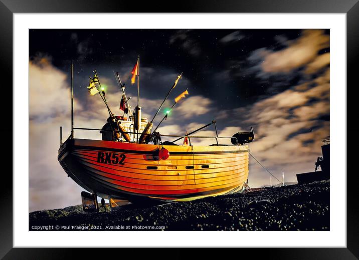 Fishing boat on the pebbles Hastings Framed Mounted Print by Paul Praeger