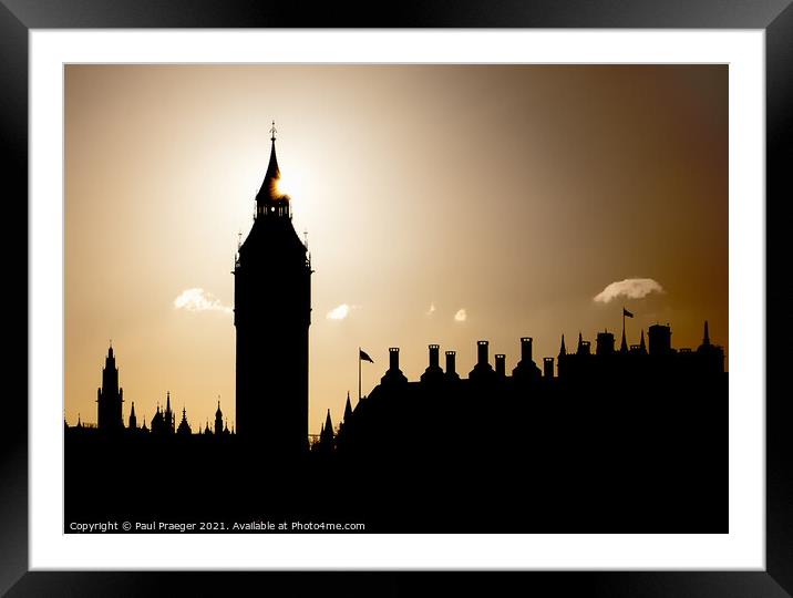 Big Ben silhouette  Framed Mounted Print by Paul Praeger