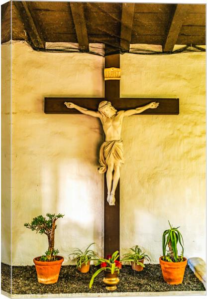 Crucifix Cross Corridor Mission San Diego de Alcala California  Canvas Print by William Perry