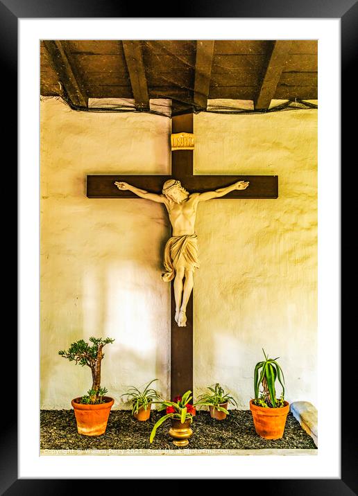 Crucifix Cross Corridor Mission San Diego de Alcala California  Framed Mounted Print by William Perry