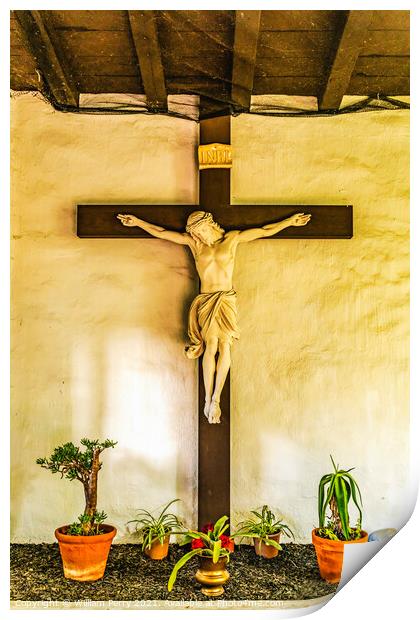 Crucifix Cross Corridor Mission San Diego de Alcala California  Print by William Perry