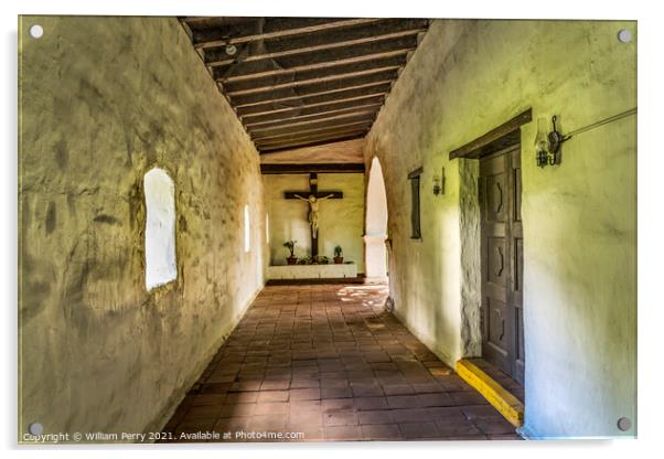 Corridor Crucifix Shrine Mission San Diego de Alcala California  Acrylic by William Perry