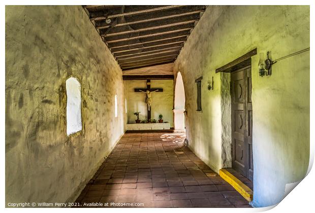 Corridor Crucifix Shrine Mission San Diego de Alcala California  Print by William Perry