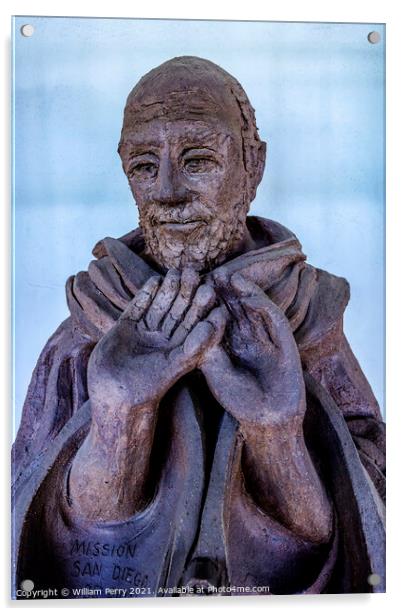 Juniperro Serra Statue Mission San Diego de Alcala California  Acrylic by William Perry