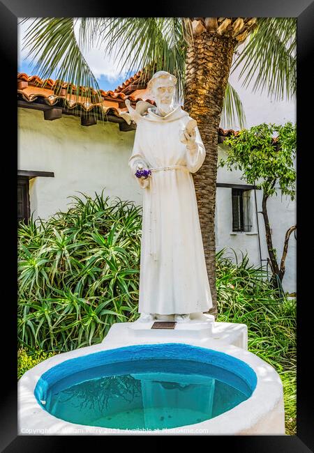 Juniperro Serra Statue Fountain Mission San Diego de Alcala Cali Framed Print by William Perry