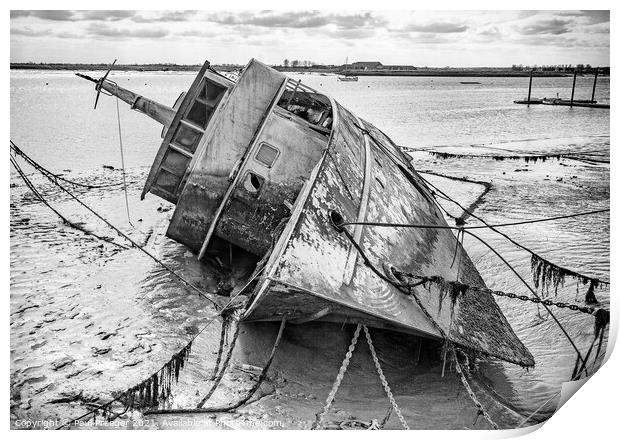 Burnham-on Crouch - The Llys Helig's resting place in the mud Print by Paul Praeger
