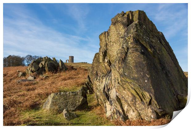 Precambrian rocks and Old John, Bradgate Park, Leicestershire Print by Photimageon UK