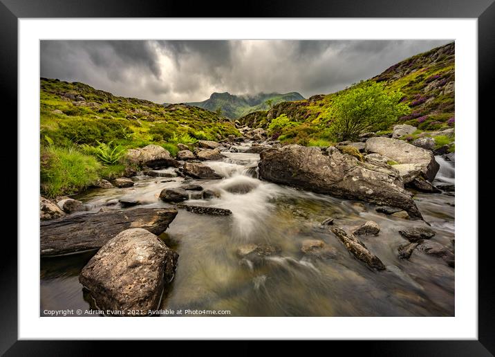 Cwm Idwal Rapids Snowdonia Framed Mounted Print by Adrian Evans