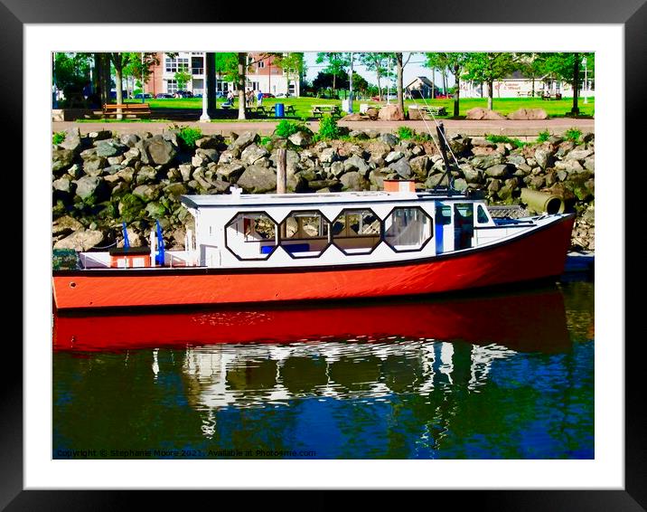 Red Tour Boat Framed Mounted Print by Stephanie Moore