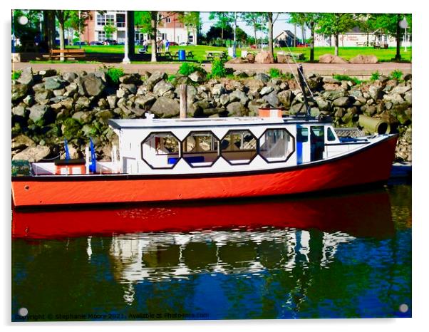 Red Tour Boat Acrylic by Stephanie Moore