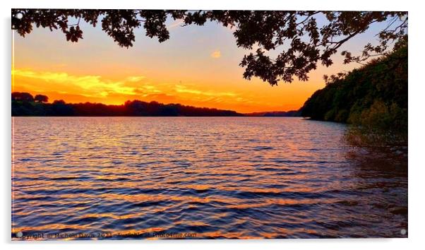 Lower Rivington Reservoir Sunset Acrylic by Michele Davis