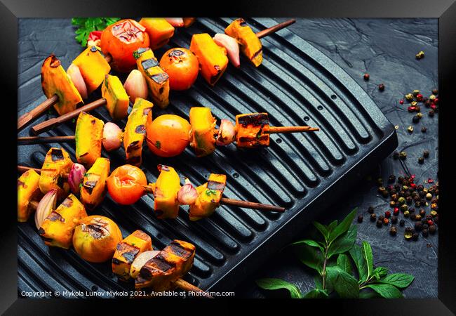 Appetizing vegetable kebab,vegetable skewers Framed Print by Mykola Lunov Mykola