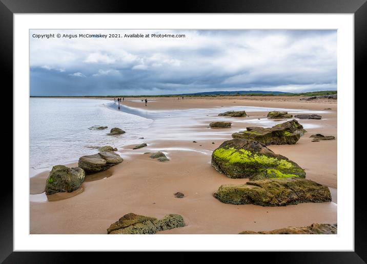 Dornoch beach looking south as the tide retreats Framed Mounted Print by Angus McComiskey