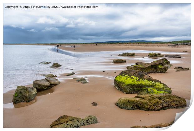 Dornoch beach looking south as the tide retreats Print by Angus McComiskey