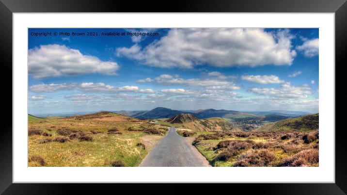 The Long Mynd looking towards Church Stretton Framed Mounted Print by Philip Brown
