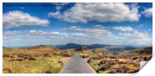 The Long Mynd looking towards Church Stretton Print by Philip Brown