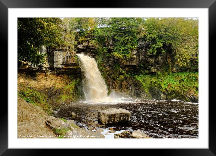 Thornton Force river Twiss  Framed Mounted Print by Diana Mower