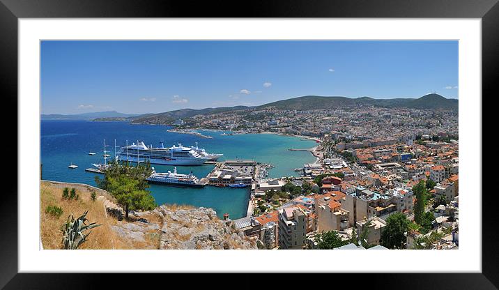 Kusadasi and Port Framed Mounted Print by Michael Oakes