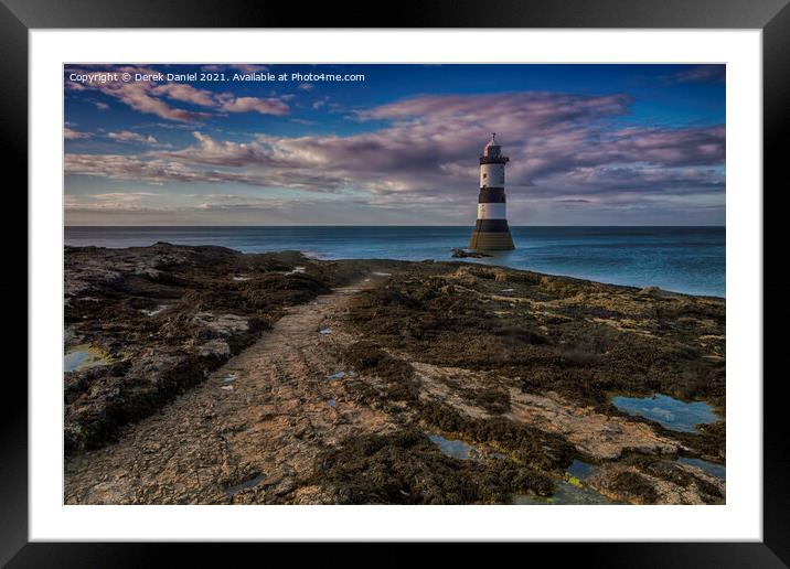 Sunset at Trwyn Du Lighthouse, Penmon, Anglesey  Framed Mounted Print by Derek Daniel