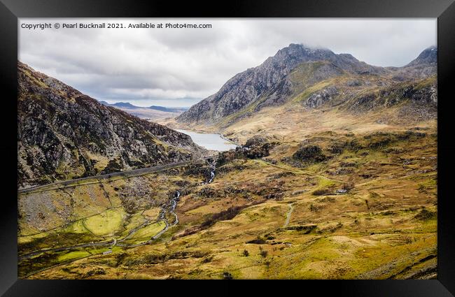 Tryfan from Nant Ffrancon Valley in Snowdonia Framed Print by Pearl Bucknall