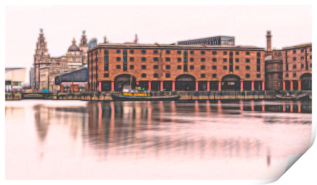 Albert Dock panorama (colour) Print by Jason Wells
