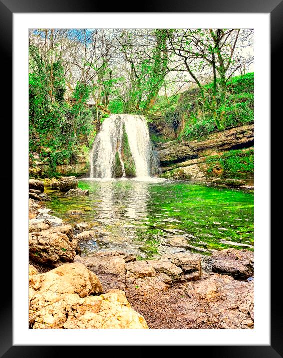 Janet's Foss Waterfall Yorkshire Dales National Pa Framed Mounted Print by simon cowan