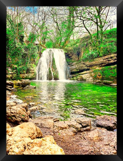 Janet's Foss Waterfall Yorkshire Dales National Pa Framed Print by simon cowan