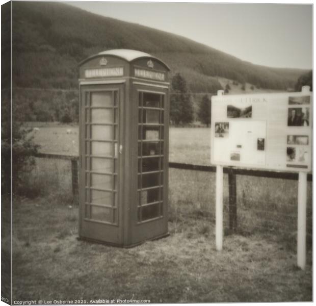 You May Telephone From Here (Ettrick Monochrome Polaroid) Canvas Print by Lee Osborne