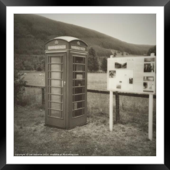 You May Telephone From Here (Ettrick Monochrome Polaroid) Framed Mounted Print by Lee Osborne