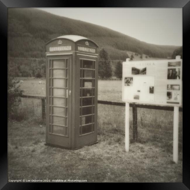 You May Telephone From Here (Ettrick Monochrome Polaroid) Framed Print by Lee Osborne