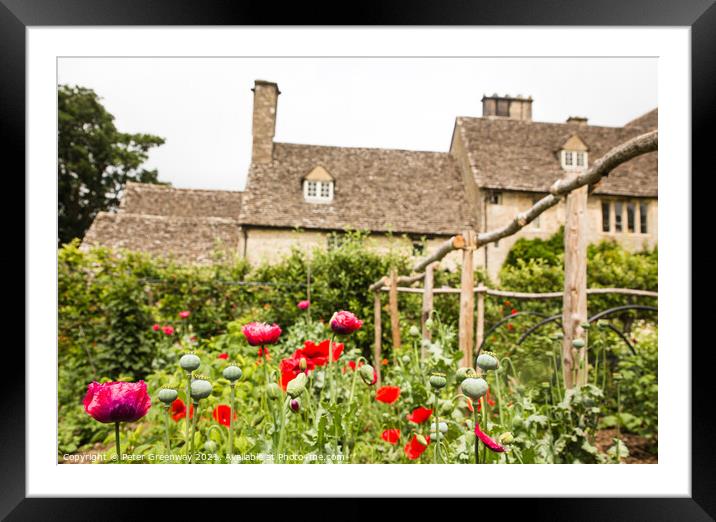 Poppies Growing In The Kitchen Gardens At Cogges Manor Farm, Oxfordshire Framed Mounted Print by Peter Greenway