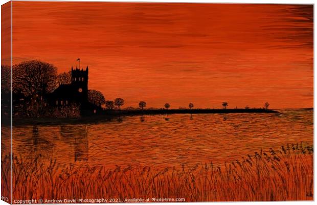 Sunset At Wiggenhall,St Germans, Norfolk UK  Canvas Print by Andrew David Photography 