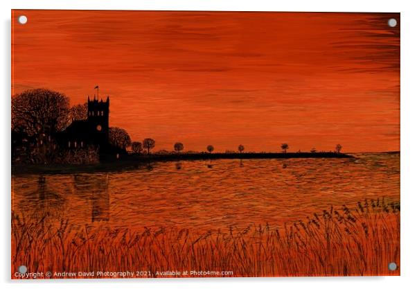 Sunset At Wiggenhall,St Germans, Norfolk UK  Acrylic by Andrew David Photography 
