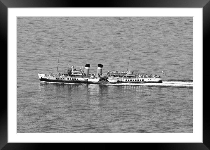 PS Waverley , just left Largs. (black&white) Framed Mounted Print by Allan Durward Photography