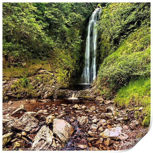 Glenevin waterfall, Donegal, Ireland Print by jim Hamilton