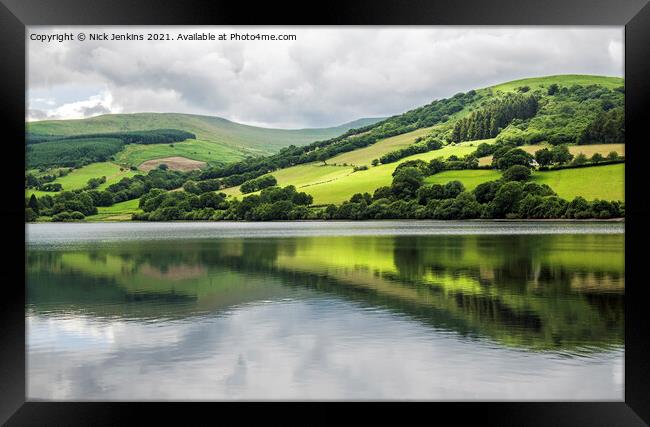 Talybont Reservoir and Reflections Brecon Beacons  Framed Print by Nick Jenkins