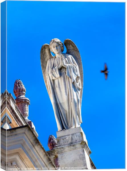 Stone Angel Dove Basilica of Lady of Rosary Fatima Portugal Canvas Print by William Perry