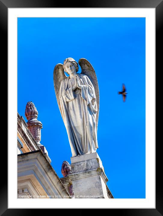 Stone Angel Dove Basilica of Lady of Rosary Fatima Portugal Framed Mounted Print by William Perry