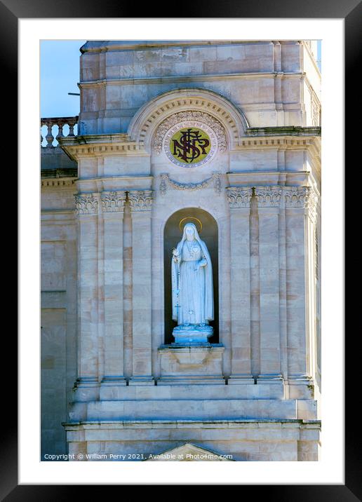 White Mary Statue Basilica of Lady of Rosary Fatima Portugal Framed Mounted Print by William Perry