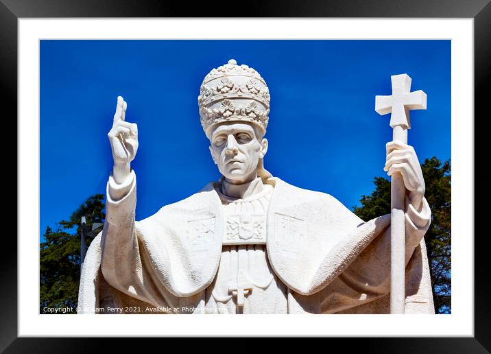 Pope Pius XII Statue Basilica of Lady of Rosary Fatima Portugal Framed Mounted Print by William Perry
