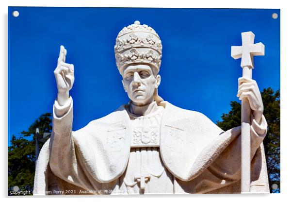 Pope Pius XII Statue Basilica of Lady of Rosary Fatima Portugal Acrylic by William Perry
